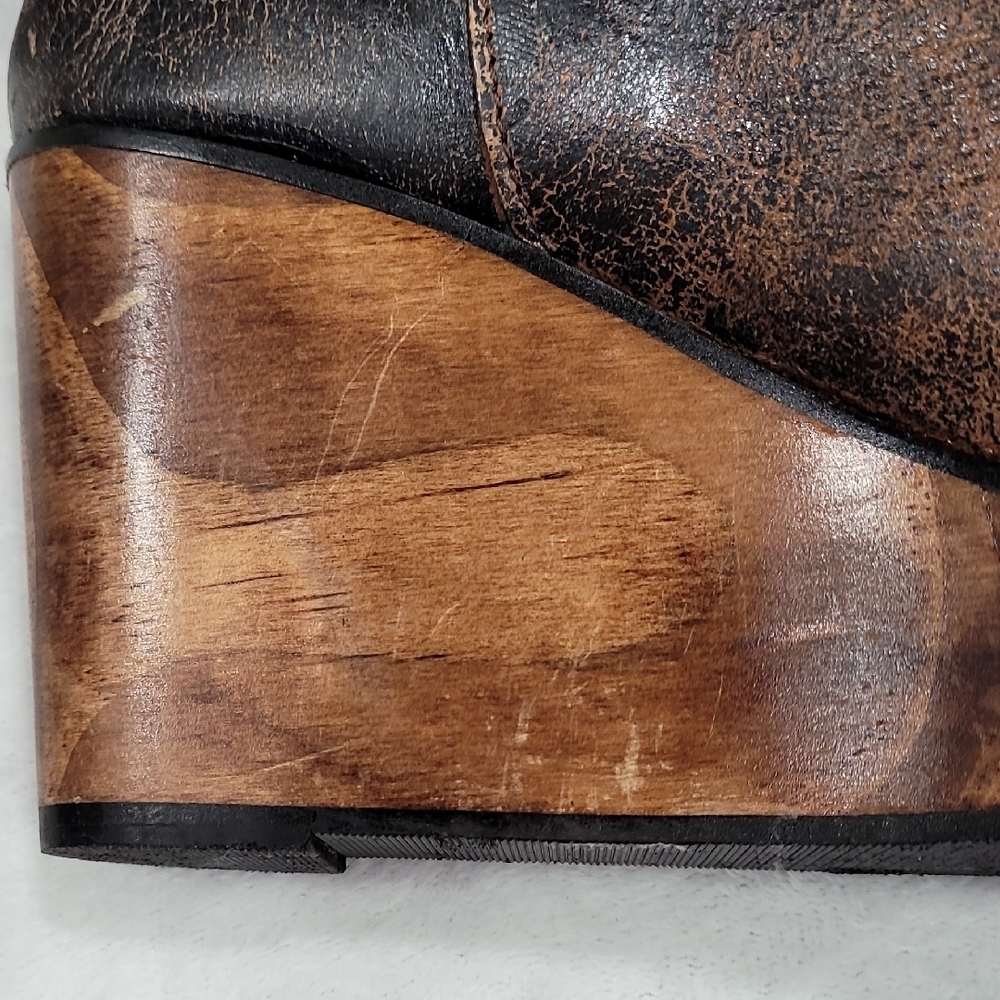 Bed Stu Bruges Boots Bootie Distressed Slouch Leather Wedge Boots size 9B - Picture 8 of 8